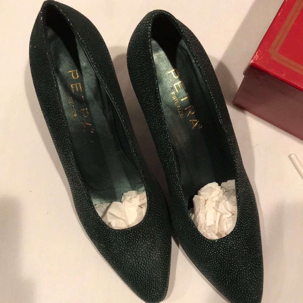 Vintage Petra Firenze Italian forest green heels